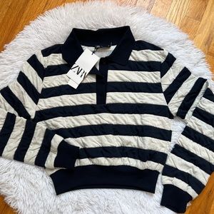 NWT. Zara Striped Cropped Sweatshirt. Size S.